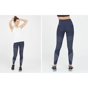 Spanx Look at Me Now Seamless Moto Leggings Indigo Sky Blue Small NWOT